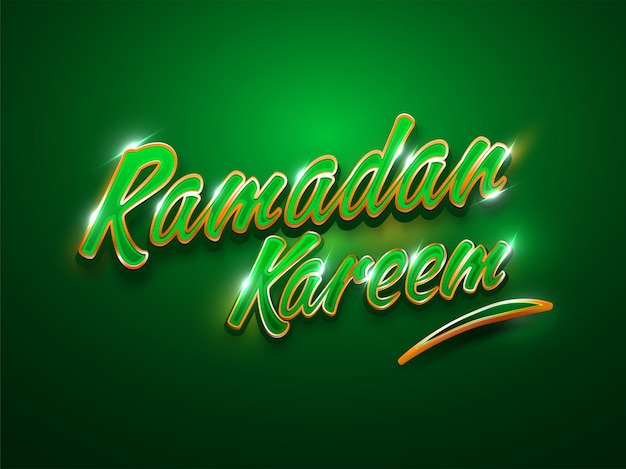 Рамадан Карим в стиле 3D с эффектом света на зеленом фоне