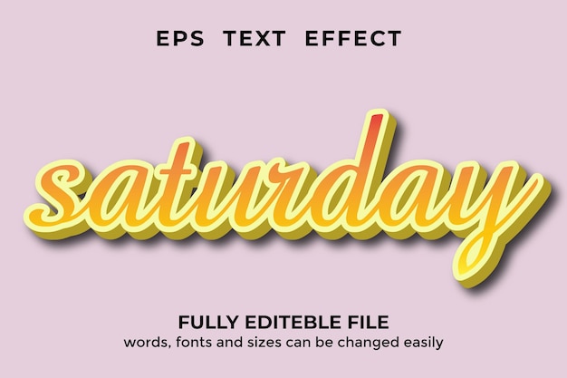 3d style Saturday editable text effect