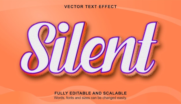 3d style silent text effect premium vector