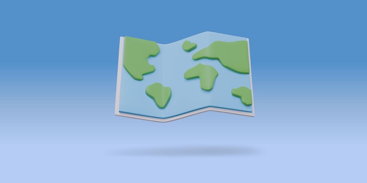Vector 3d stylized world map continents and ocean flat geographical map illustration earth map vector