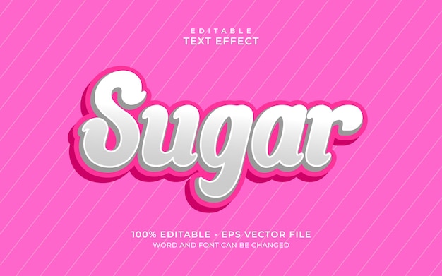 Вектор Редактируемый текстовый эффект 3d sugar