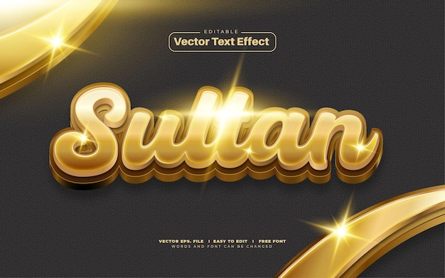 3d sultan gold vector text effect