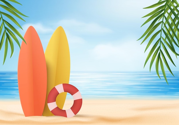 3d summer background product display