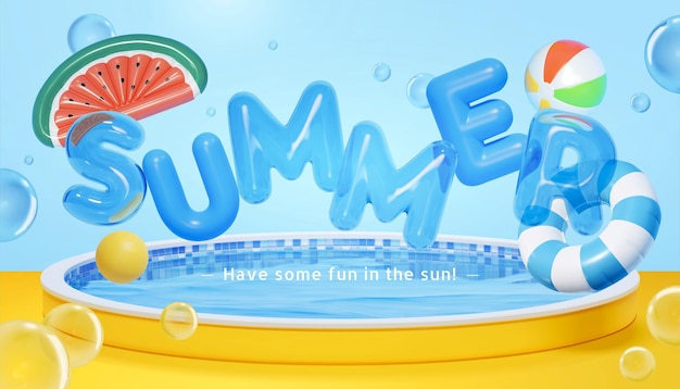 3d summer balloon background