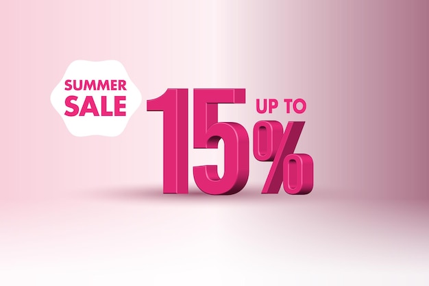 3d summer sale banner discount with fifteen 15 percent