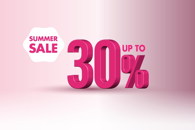 3d summer sale banner discount with thirty 30 percent