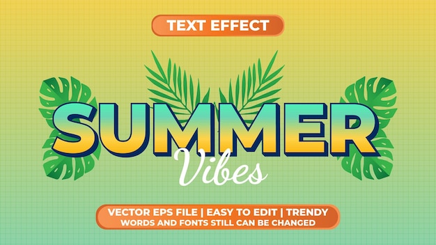 3D Summer Vibes Bewerkbare teksteffect verloopstijl