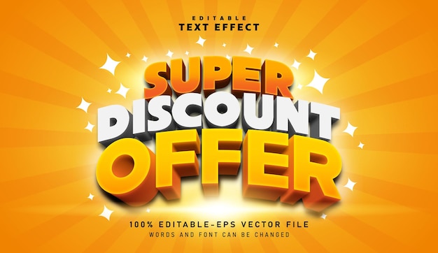 Vettore 3d super sconto offerta effetto testo effetto testo modificabile