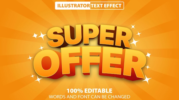 3D Super Offer tekst effect Bewerkbare vector tekst effect