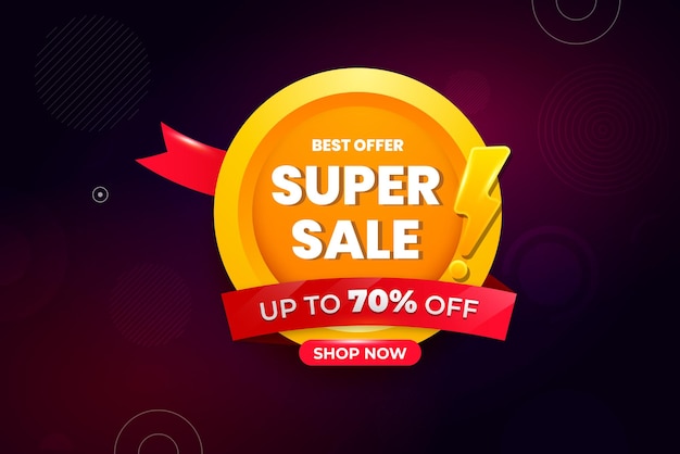 Vector 3d super sale flat speciale korting shopping deal promotie template abstracte vector achtergrond