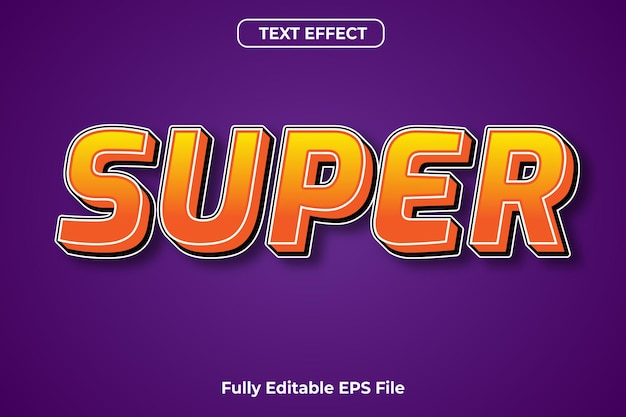 Vector 3d super text effect design with fully editable font