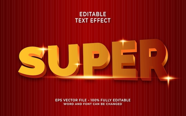 Редактируемый текстовый стиль 3d супер текстовый эффект