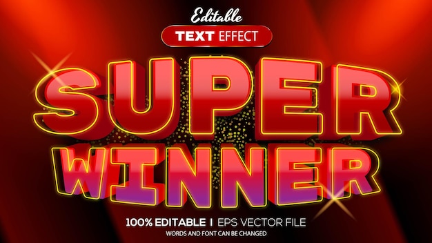 3D super winner text effect Editable text effect