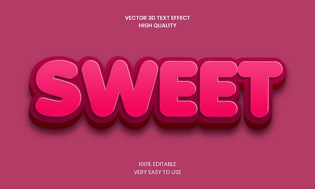 3D Sweet bewerkbare teksteffect Premium Vector