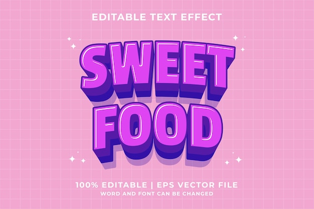 Vector 3d sweet food cartoon bewerkbaar teksteffect premium vector
