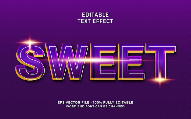 Vector 3d sweet text effect editable text style