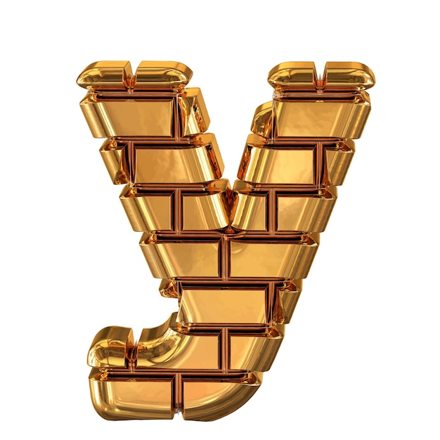 The 3d symbol made of gold bricks letter y