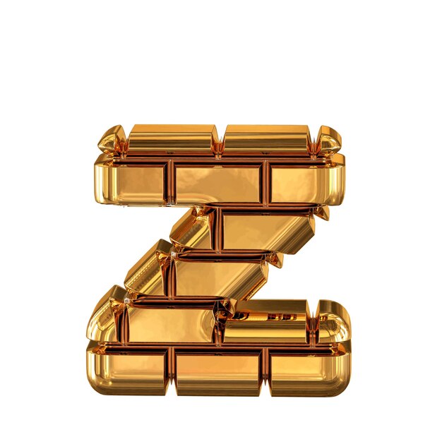 the 3d symbol made of gold bricks letter z