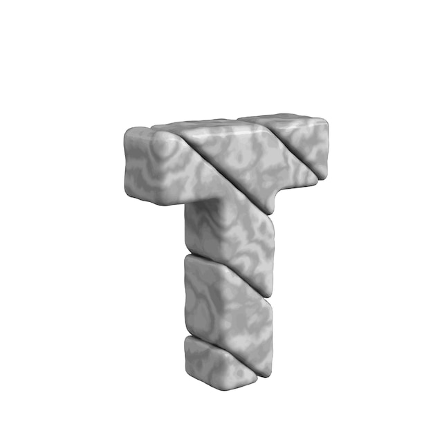 3d symbol made of marble letter t