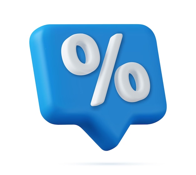 3d Symbol percentage icon message bubble