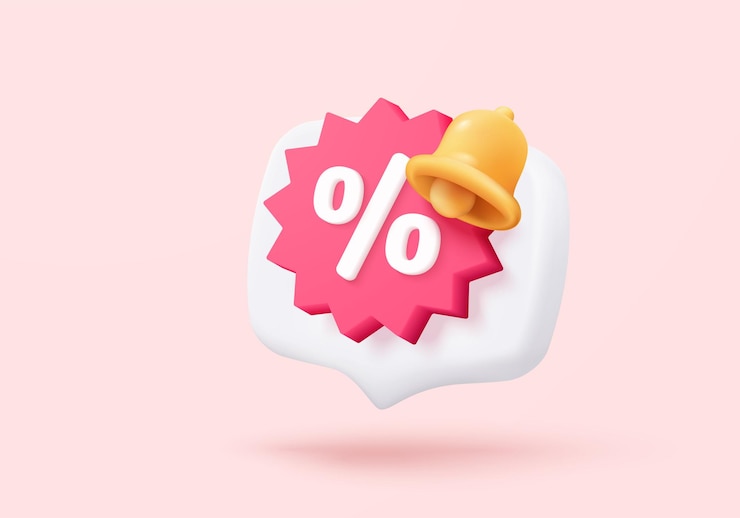 Vector 3d tag prijs icoon met kennisgeving voor korting coupon van contant geld en toekomstig gebruik online winkelen verkoop coupon aanbod voor winkelen speciale aanbod promotie 3d korting aankondigen icoon vector render illustratie