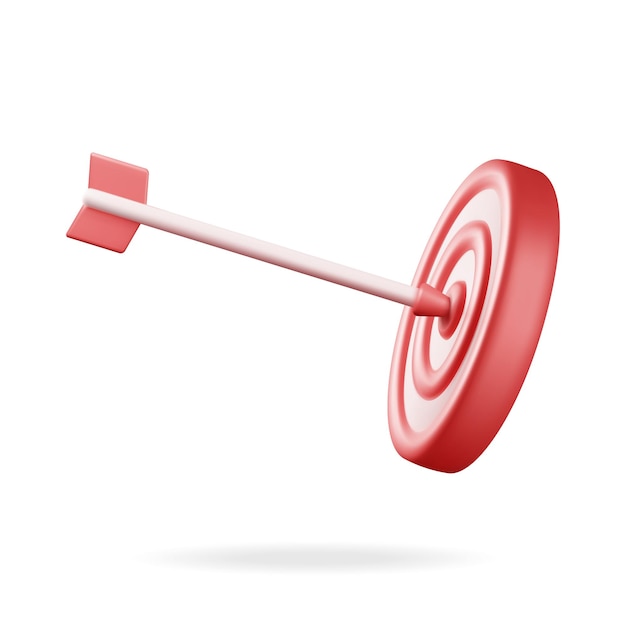 Vector 3d target with arrow in center icon