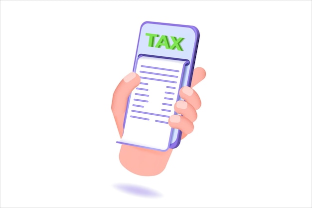 3d tax payment with mobile phone 3d realistic vector illustration