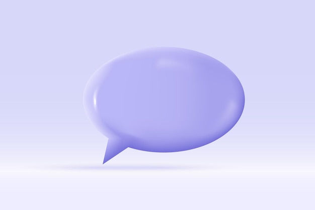 3D tekstballon paars symbool geïsoleerd op lichtblauwe achtergrond Realistische sociale media chatten 3D vector weergave illustratie