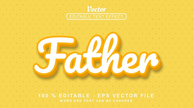 3d-teksteffect bewerkbaar 3d-teksteffect witte vader eenvoudige stijl geïsoleerd op oranje achtergrond