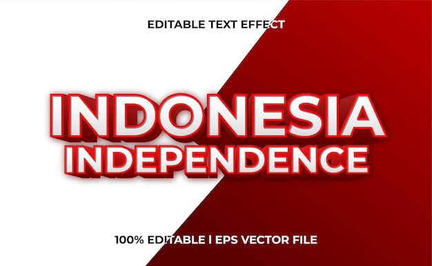 3D-teksteffect met rode en witte thematypografie voor de onafhankelijkheidsdag van Indonesië