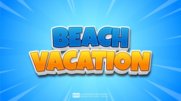 3D Text Beach Vacation editable text effect font