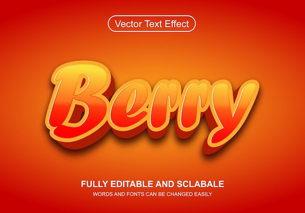 3d text berry editable text effect font