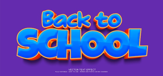 3d text blue bold Back to school with editable style effect