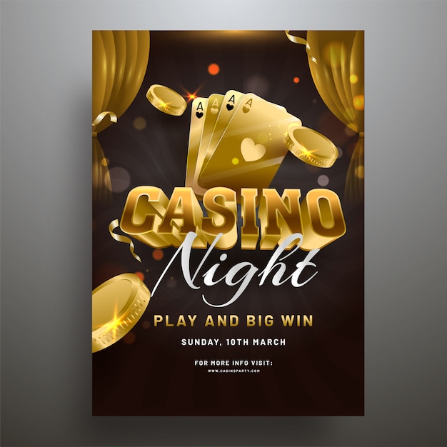 3d text casino with gold coins and playing cards illustration on