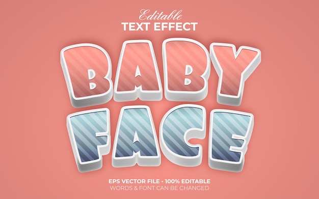 3d text effect baby face style. editable text effect cartoon theme.