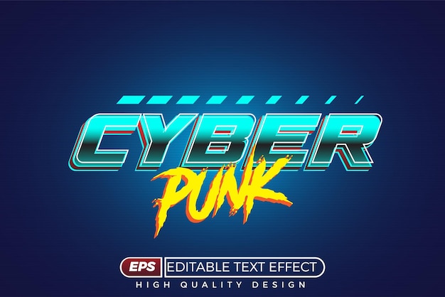 Vector 3d text effect cyber punk modern