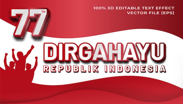 3d текстовый эффект dirgahayu republik indonesia с красным и белым фоном