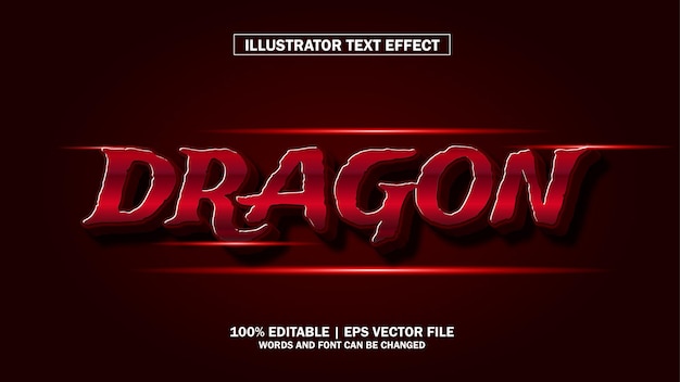 Vector 3d text effect dragon editable premium