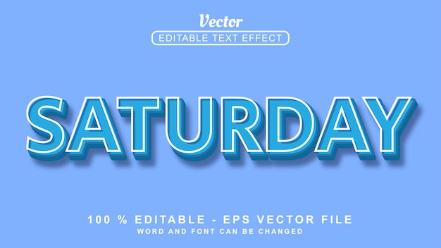 3d text effect editable 3d text effect blue saturday stroke style isolated on blue background