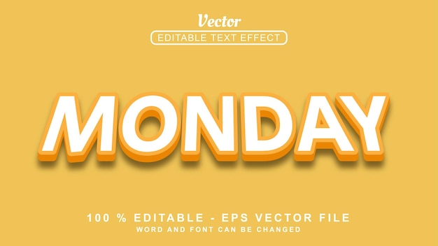 3d 텍스트 효과 편집 가능한 3d 텍스트 효과 흰색 월요일 현대적인 스타일 오렌지 배경에 고립