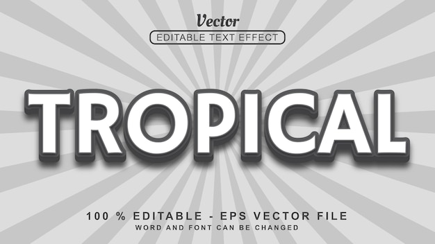 3d text effect Editable 3d text effect White Tropical Modern Style Isolated on Grey Background