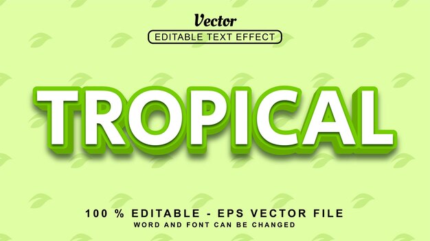 3d text effect editable 3d text effect white tropical nature style isolated on green background