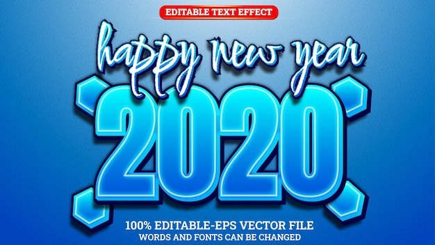 3d text effect editable happy new year 2020