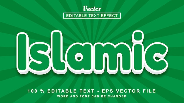 3d Text Effect Editable Text Effect Green Islamic Fun style isolated on green background