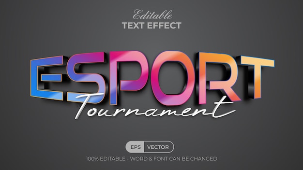 3D text effect esport tournament style Editable text effect