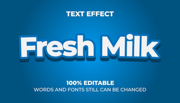 3d text effect fresh milk gradient blue