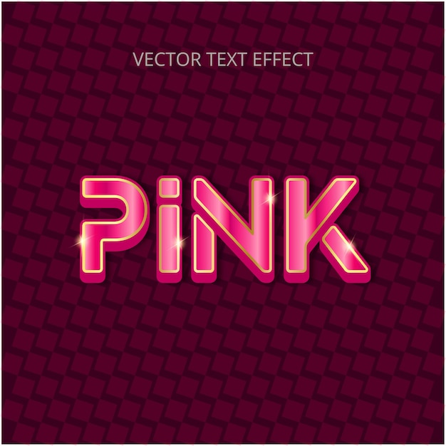 3D Text Effect Glossy Pink Vector Template