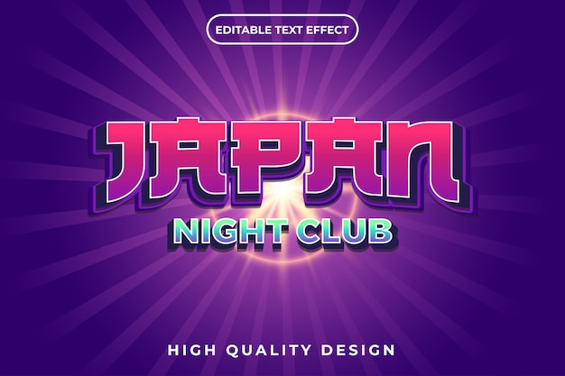 3d text effect japan night club