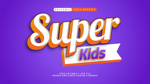 3d text effect super kids