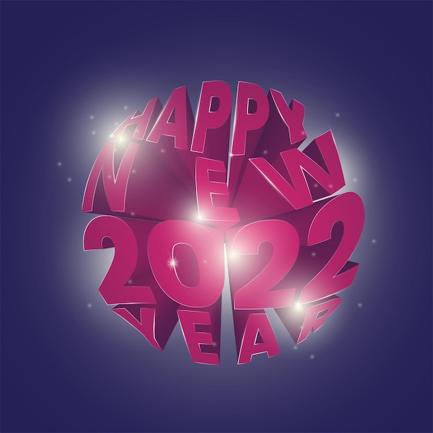 Vector 3d text greeting card with 2022 new year.